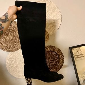 Miu miu knee high black suede boots